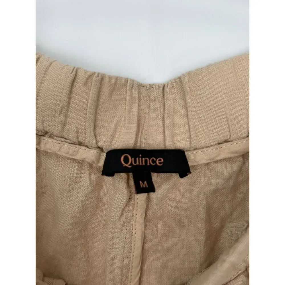 Quince M Women's 100% European Linen Tapered Ankle Pants Flax 24